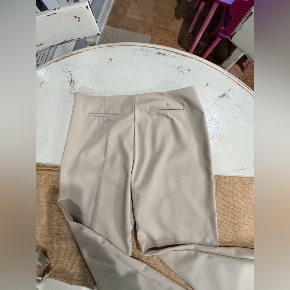 Beige Tailored Ankle Pants